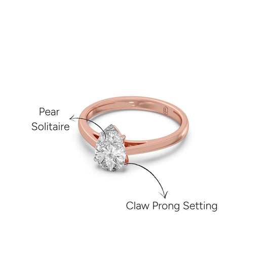 Classic Pear-Shaped Solitaire Ring - 1.00 cts - Rose