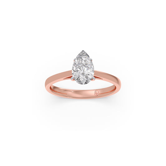 Classic Pear-Shaped Solitaire Ring - 1.00 cts - Rose