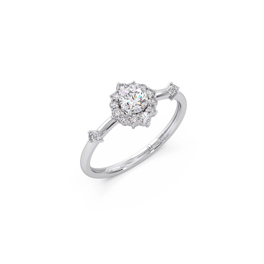 Starburst Diamond Engagement Ring - White
