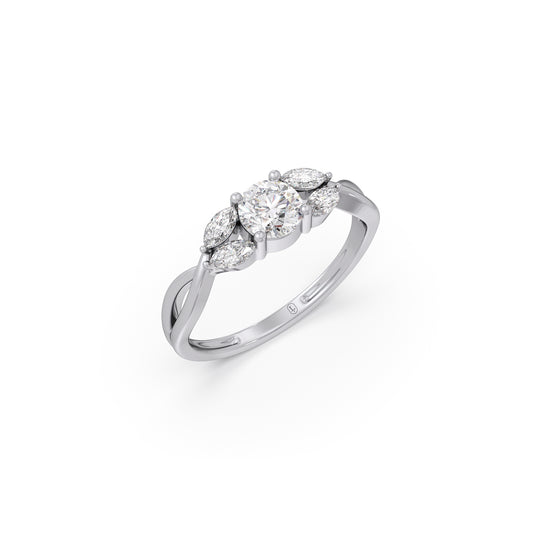 Twisted Vine Diamond Ring - White