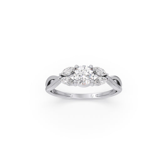 Twisted Vine Diamond Ring - White
