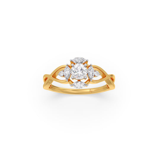Intricate Halo Diamond Ring - Yellow