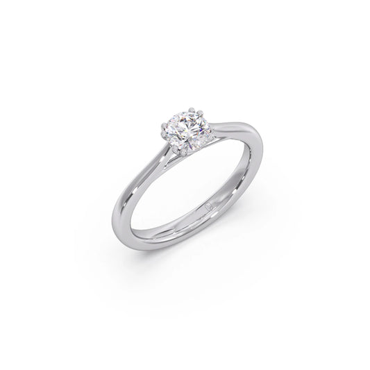 Four Prong Round Solitaire Ring 6.50mm - White