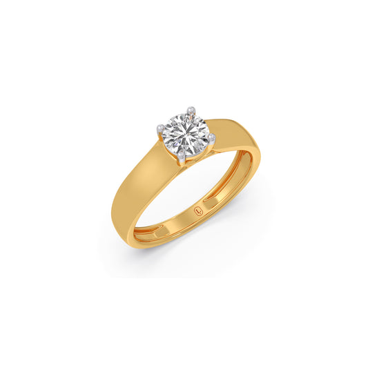 Four Prong Men's Solitaire engagement Band 6.20mm - Yellow