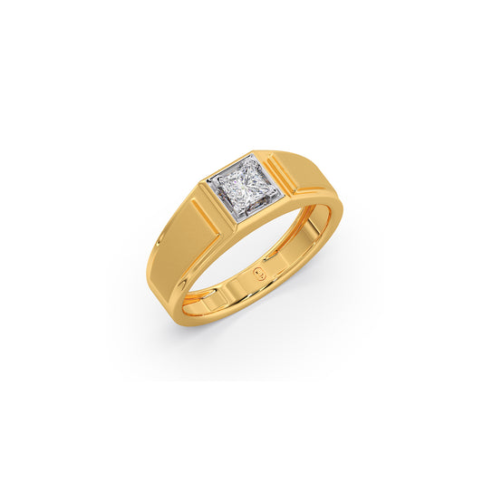 Princess Cut Diamond Men's Classic Ring - Yellow