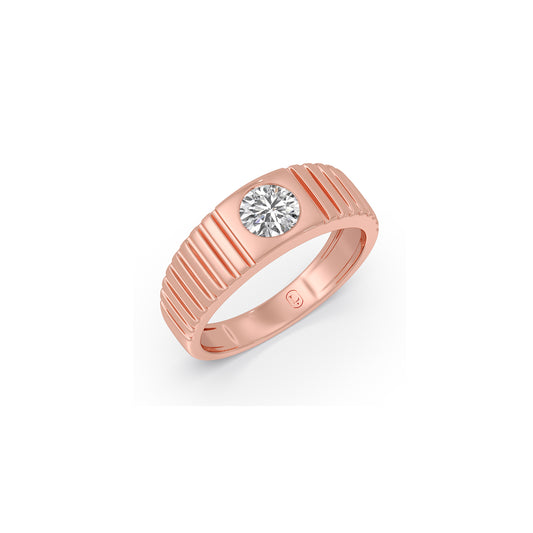 0.75ct Fluted Solitaire Men's Ring - Rose
