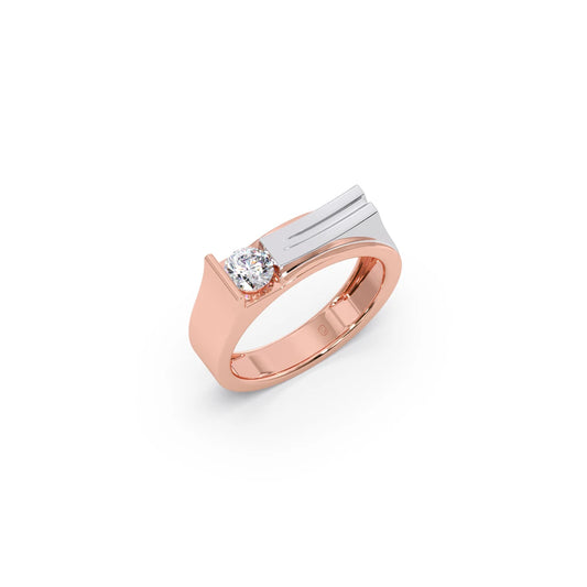 Modern Diamond Men's Two-Tone Band Ring - Rose