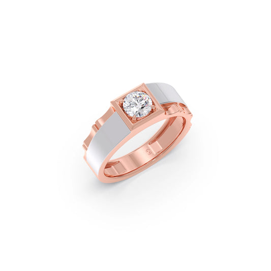 0.66 Carat Dual Tone Textured Diamond Men's Classic Ring - Rose
