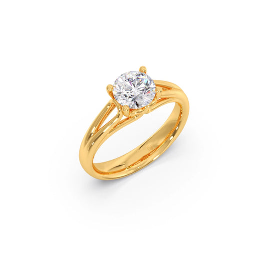 Four Prong Round Solitaire Ring 7.50mm - Yellow