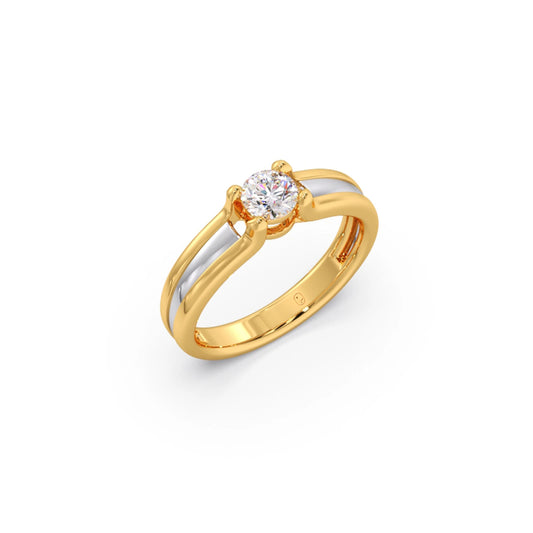 0.32 Carat Round Diamond Two-Tone Gold Ring - Yellow