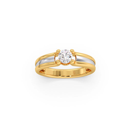 0.32 Carat Round Diamond Two-Tone Gold Ring - Yellow