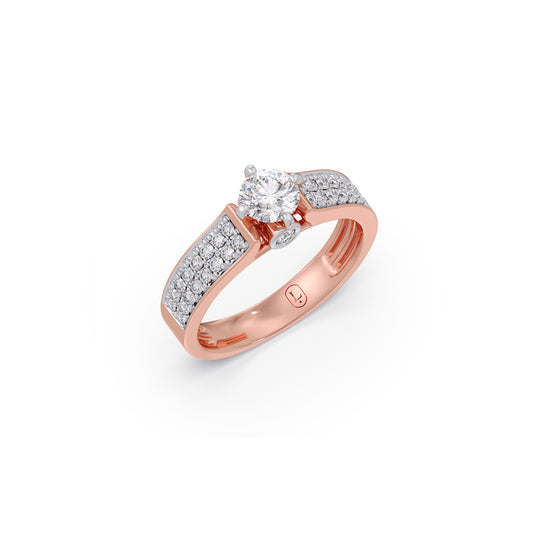 Round Diamond Solitaire Accent Ring - Rose