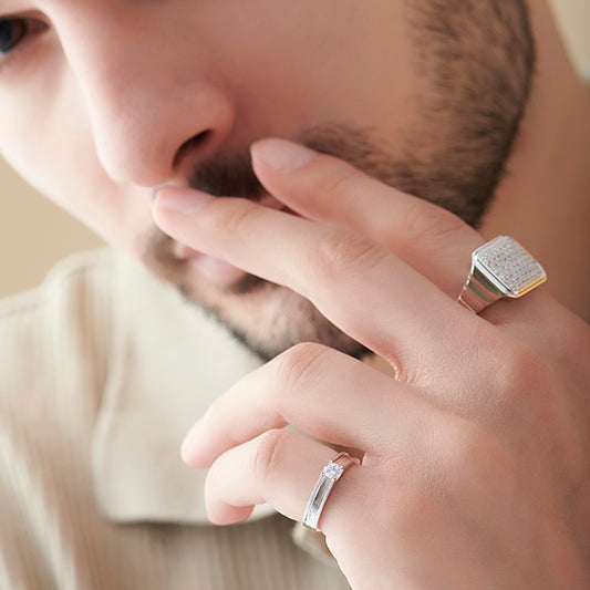 Men’s Prong-Set Solitaire Wedding Band - MH