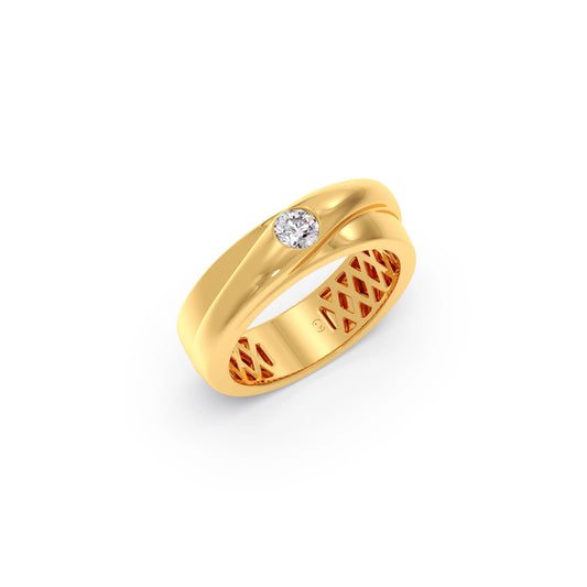 Sleek Twisted Men's Solitaire Ring - Yellow