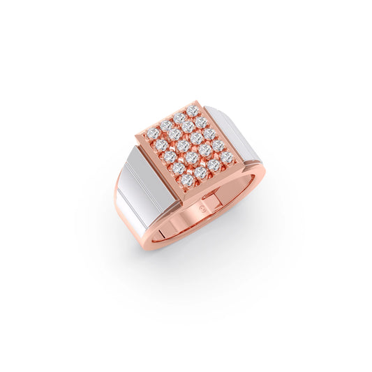 Dual Tone Luxurious Diamond Geometric Men's Band - Rose