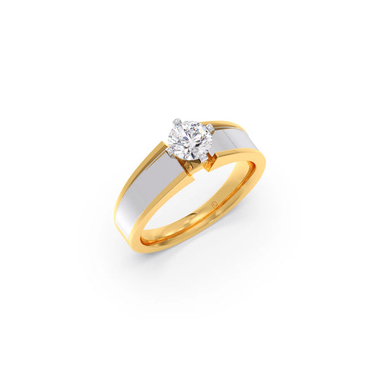 Men's Two-Tone Solitaire Engagement Ring - Yellow