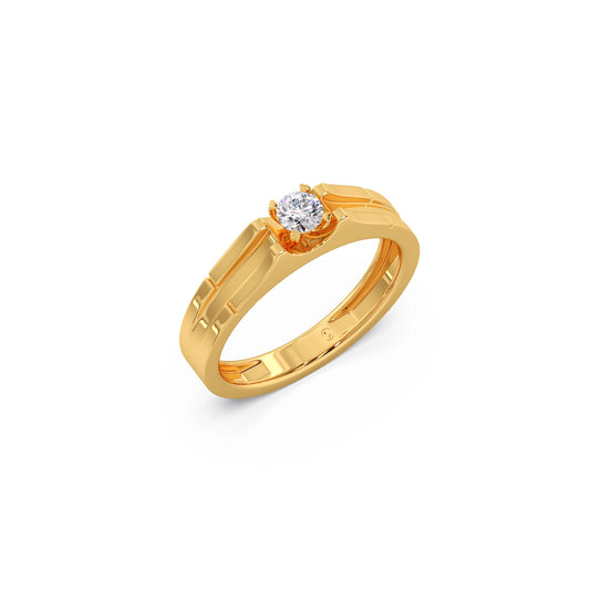 Classic Diamond Solitaire Men's Engagement Ring - Yellow