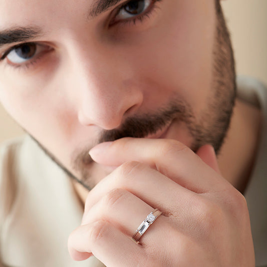 Classic Diamond Solitaire Men's Engagement Ring - MQ