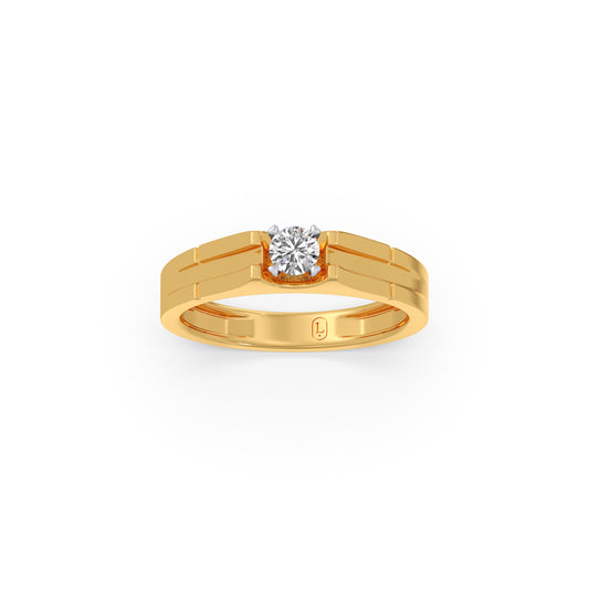 Classic Diamond Solitaire Men's Engagement Ring - Yellow