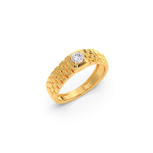 Men’s Textured Solitaire LGD Ring - Yellow