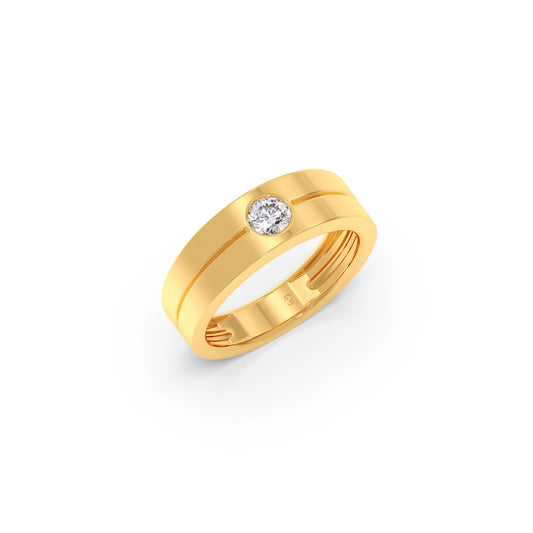 Men’s Sleek Solitaire Lab-Grown Diamond Band - Yellow