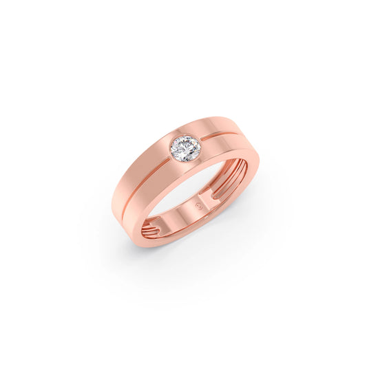 Men’s Sleek Solitaire Lab-Grown Diamond Band - Rose
