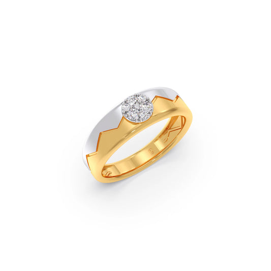 Men’s Modern  Solitaire Dual Tone Wedding Ring - Yellow