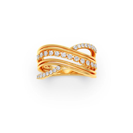 Multi-Row Crossover Diamond Ring - Yellow