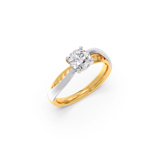 Twist Shank Solitaire Two Tone Engagement Ring - Yellow