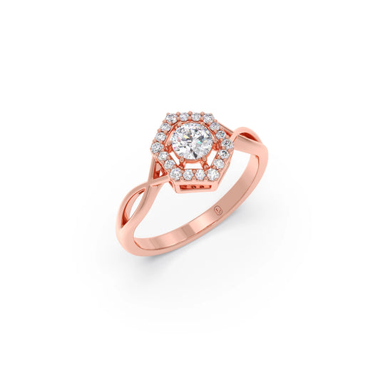 Radiant Round Halo Diamond Engagement Ring - Rose