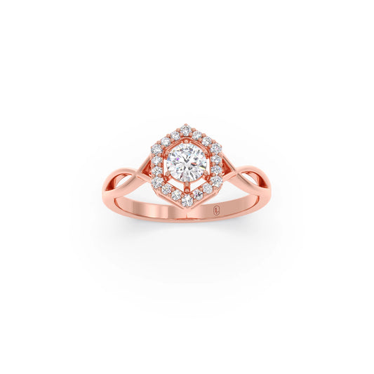 Radiant Round Halo Diamond Engagement Ring - Rose