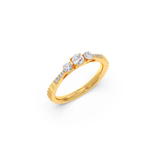 Trilogy Diamond Ring with Diamond Shoulders - Yellow