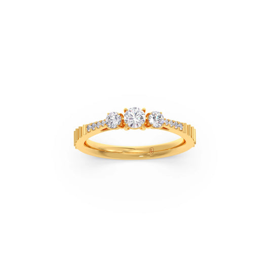 Trilogy Diamond Ring with Diamond Shoulders - Yellow