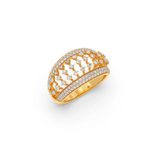Grand Dome Multi-Row Diamond Ring - Yellow
