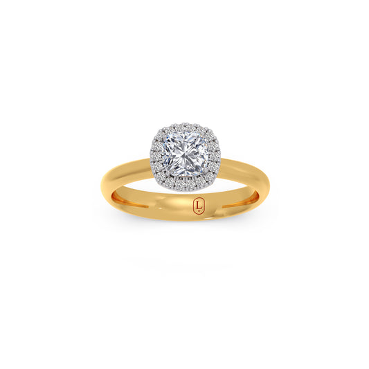 Cushion Halo Solitaire Engagement Ring – 8.20 MM - Yellow