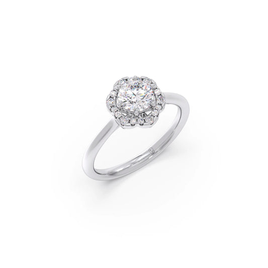 Round Halo Solitaire Ring – 9.2 MM. - White