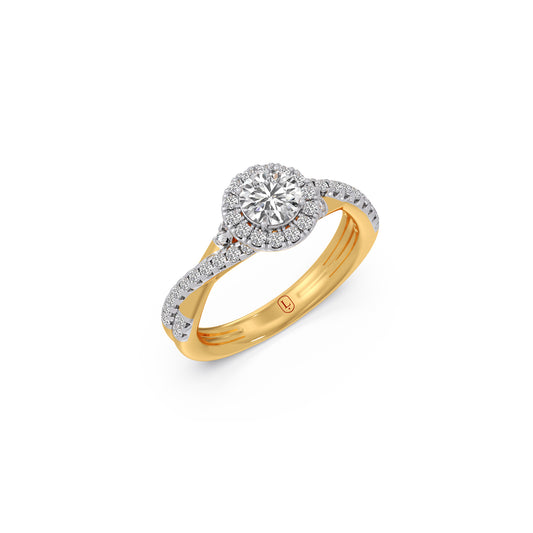 0.94 ct Twisted Halo Solitaire Engagement Ring - Yellow