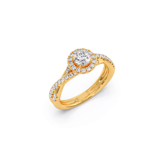 Round Halo Twisted Engagement Ring – 0.48 ct - Yellow