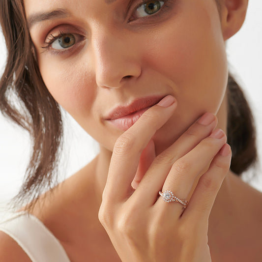 Round Halo Twisted Engagement Ring – 0.48 ct - MQ