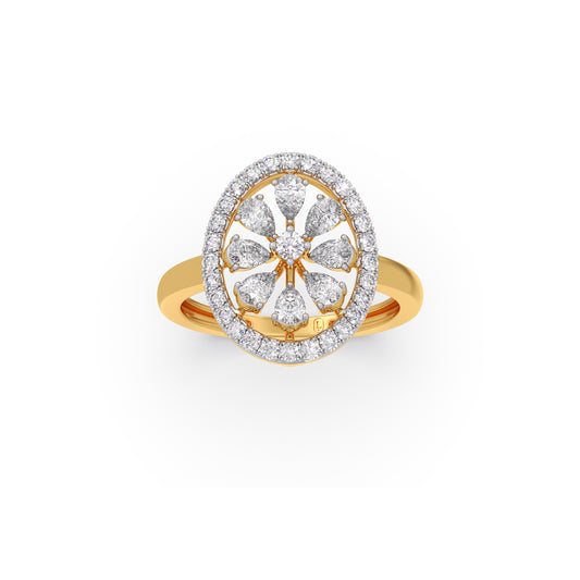 Ethereal Petal Cluster Diamond Ring - Yellow
