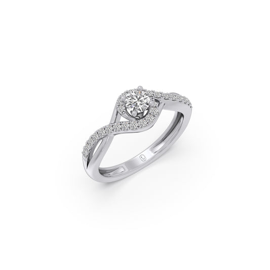Round-Cut Solitaire Engagement Ring - White