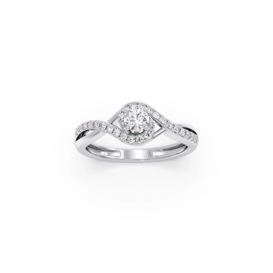 Round-Cut Solitaire Engagement Ring - White