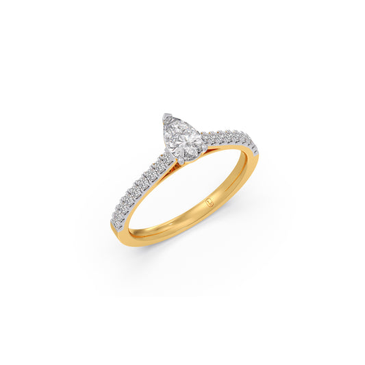 Pear Solitaire with Diamond Accents Ring - Yellow