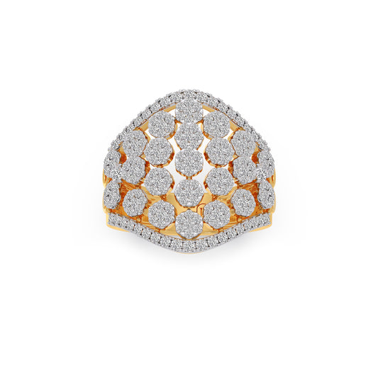 Round Diamond Classic Hexa Cluster Ring - Yellow