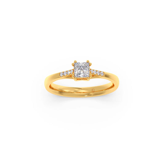 4 Prong Princess Cut Solitaire Ring - Yellow