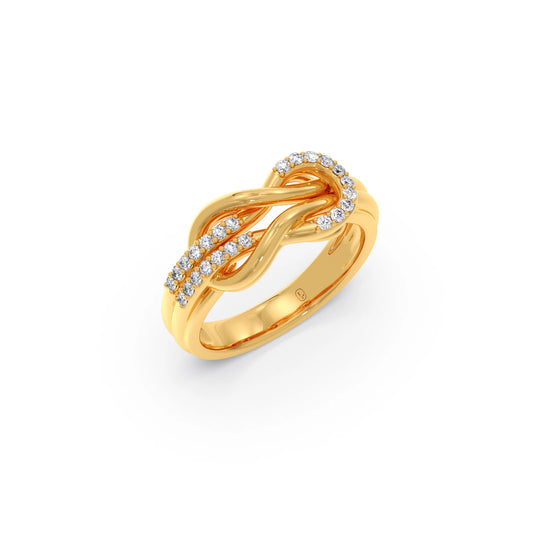 Round Diamond Sprig Gold Ring - Yellow
