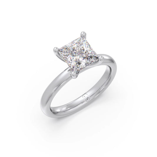 2.11 Ct Princess-Cut Solitaire Engagement Ring - White