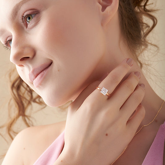 2.11 Ct Princess-Cut Solitaire Engagement Ring - MQ