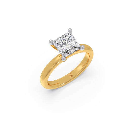 2.11 Ct Princess-Cut Solitaire Engagement Ring - Yellow