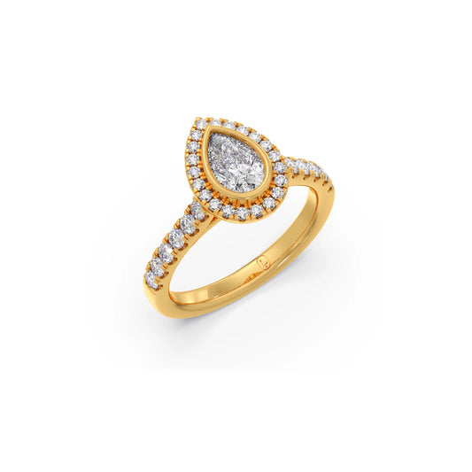 Pear Halo Engagement Ring - Yellow